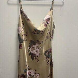 Aritzia Wilfred Floral Cowneck Slip Dress - light green